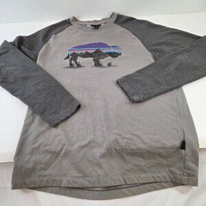 Patagonia Grey Buffalo Mountain Sunset Mens Long Sleeve Shirt Size Medium Cotton